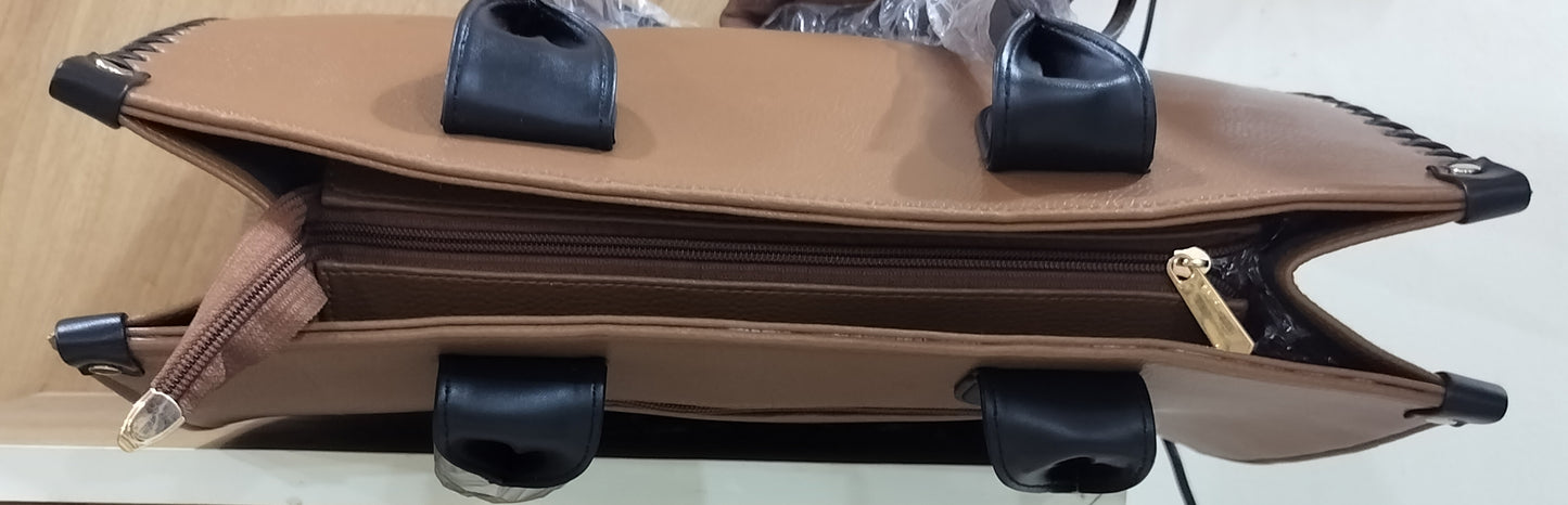 Wincham Fashion House handmade leather laptop tote in brown with black handles and gold zipper