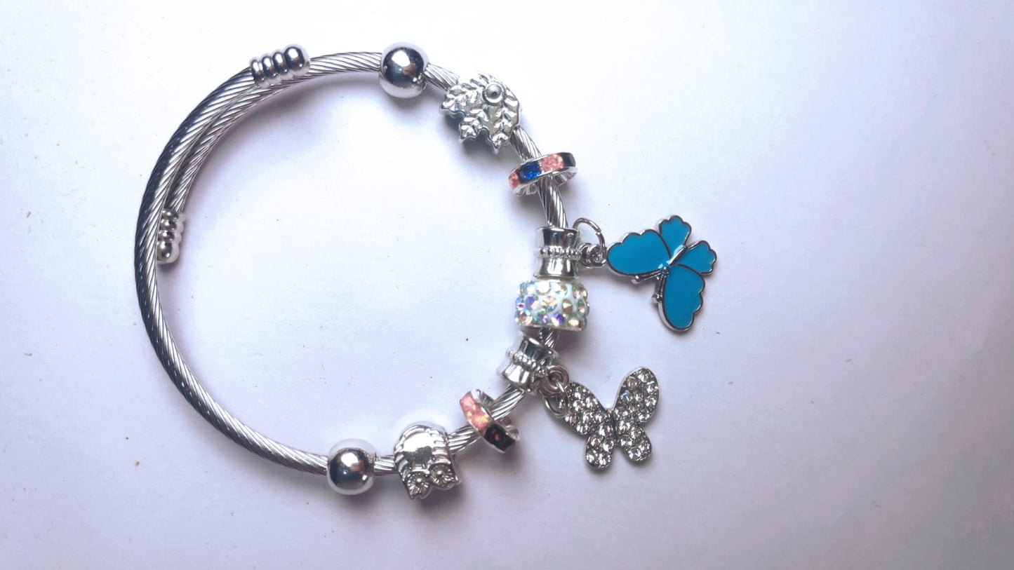 Wincham Fashion House Korean money magnet bracelet with silver finish and butterfly charms