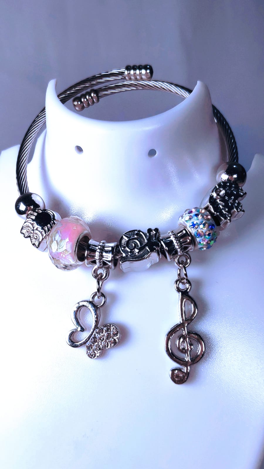 Wincham Fashion House Korean money magnet bracelet with silver charms and decorative beads