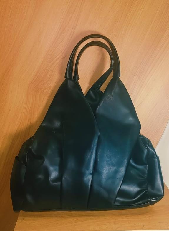Leatherite black handbag for women with double handles and spacious design by My Store