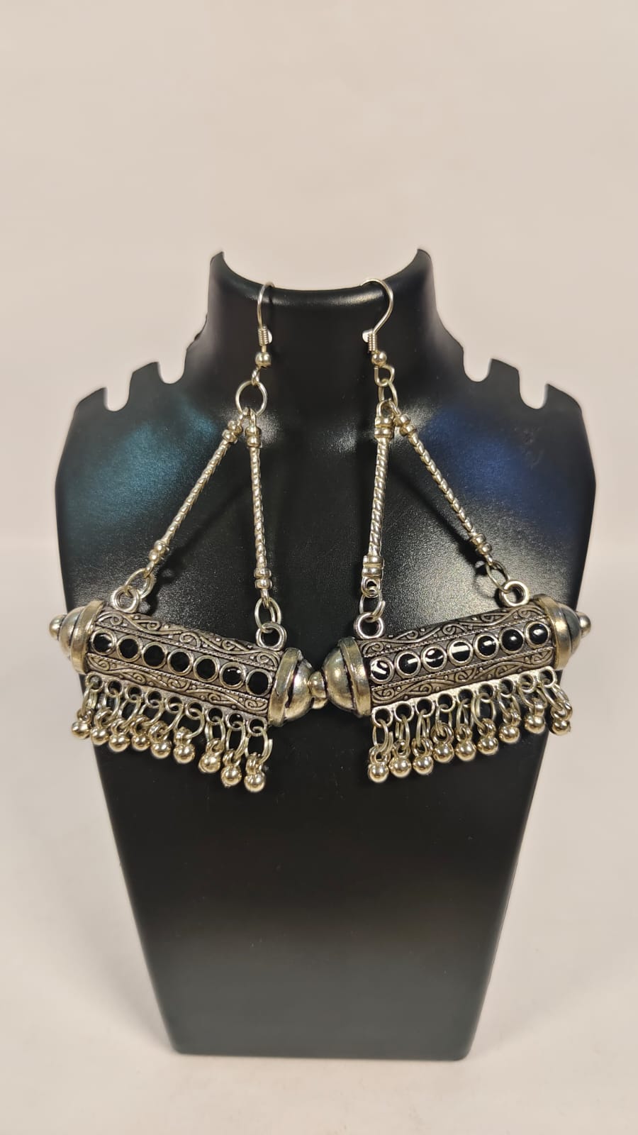 Wincham Fashion House oxidised earrings for women with intricate design and dangling beads