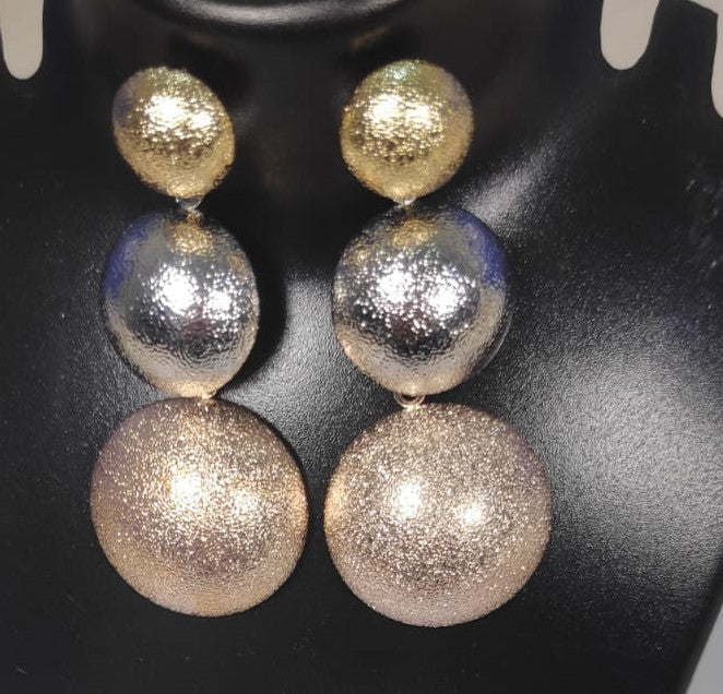 Wincham Fashion House rose gold and silver earrings with textured circular design