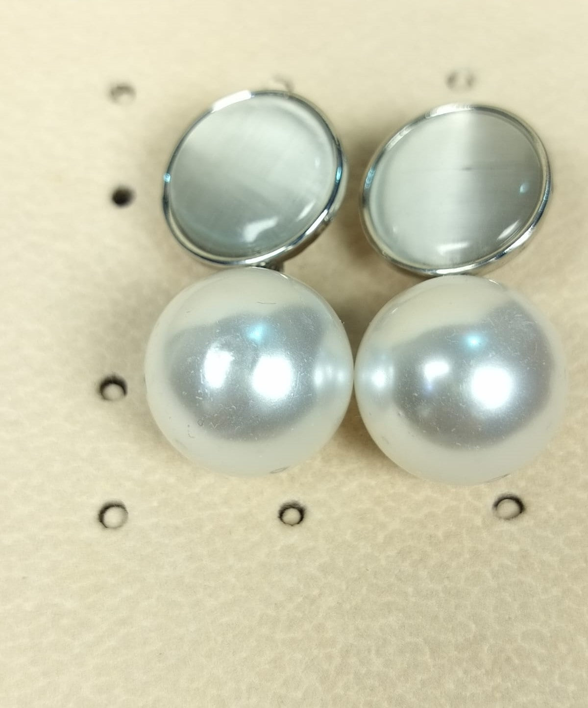 Wincham Fashion House silver pearl Korean earrings with round silver studs and large white pearls