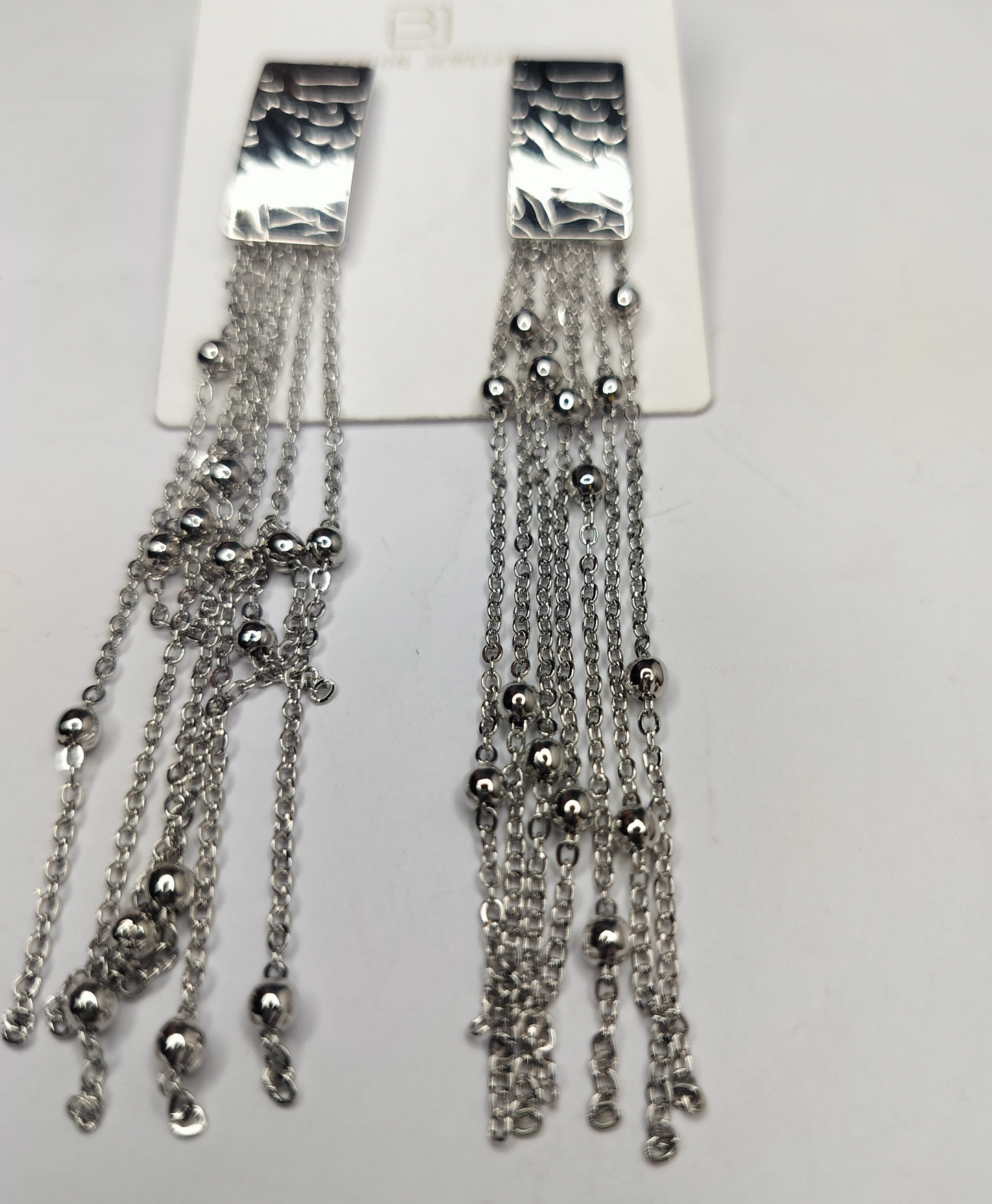 Wincham Fashion House stylish silver earrings for women with multiple delicate chains and shiny beads