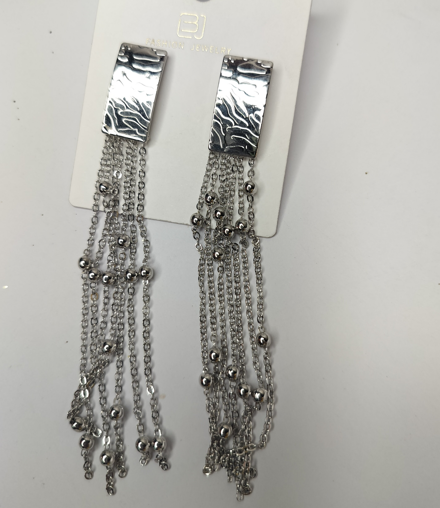Wincham Fashion House stylish silver earrings for women with dangling chain and bead design