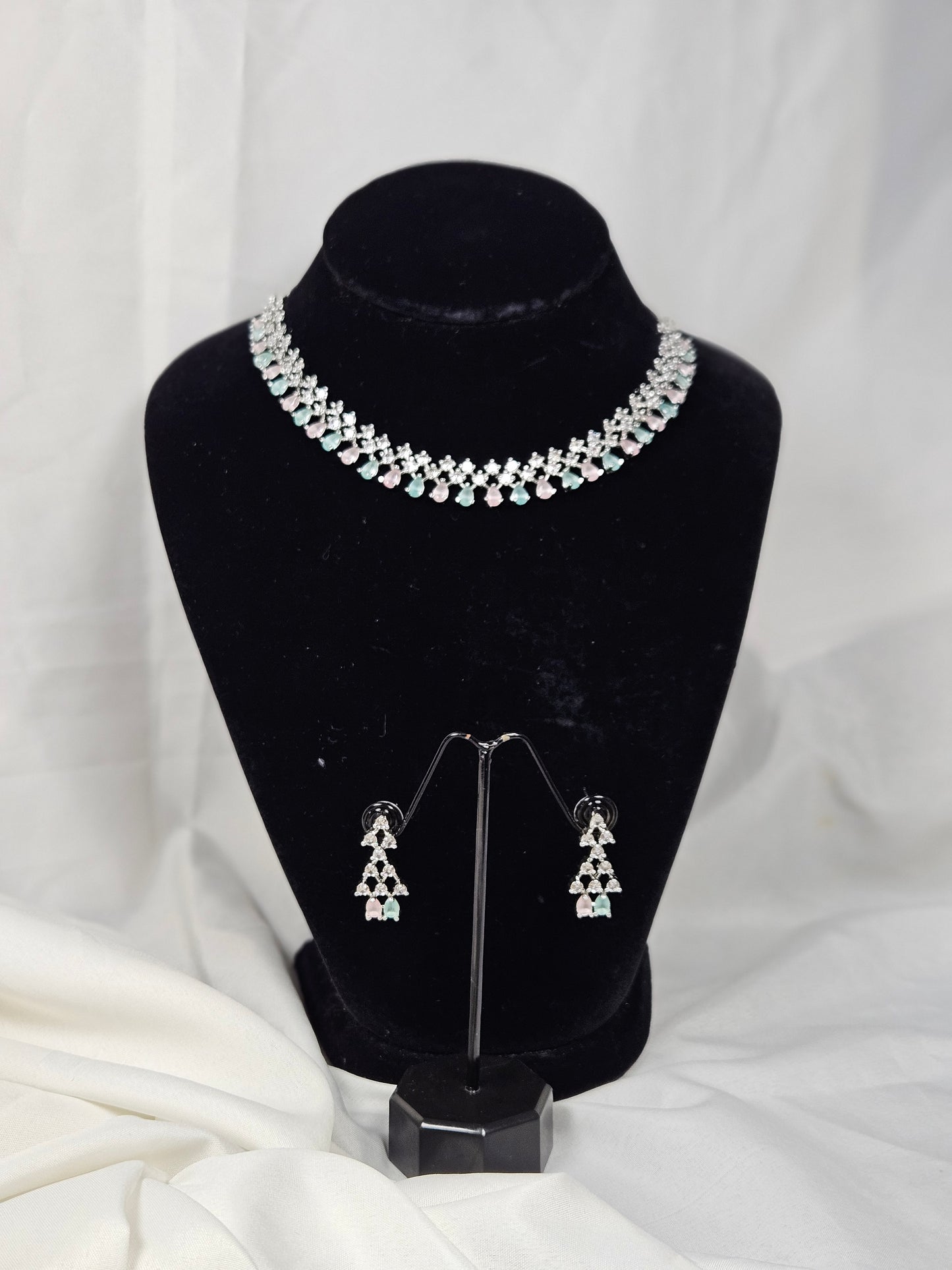 Wincham Fashion House American diamond necklace set with matching earrings