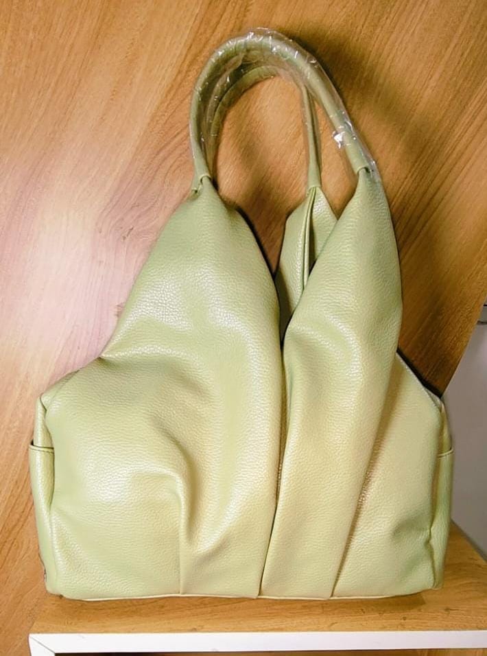 Wincham Fashion House women's tote shoulder bag olive green with soft leather texture and double handles
