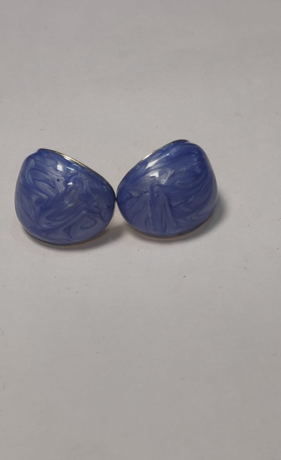 Wincham Fashion House Korean silver hoop earrings with blue marbled design
