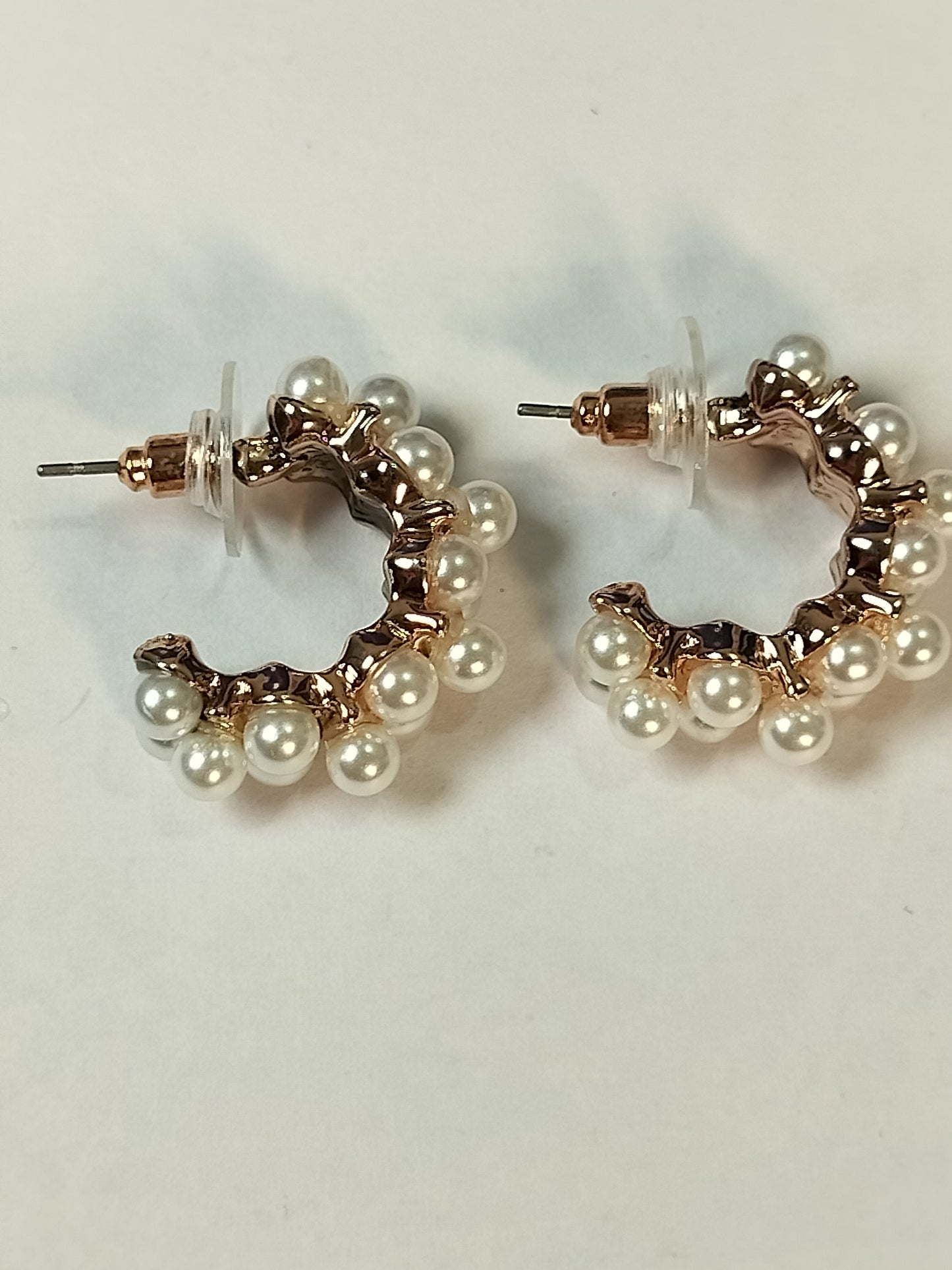 Wincham Fashion House pearl hoop earrings with gold-tone metal and white pearls