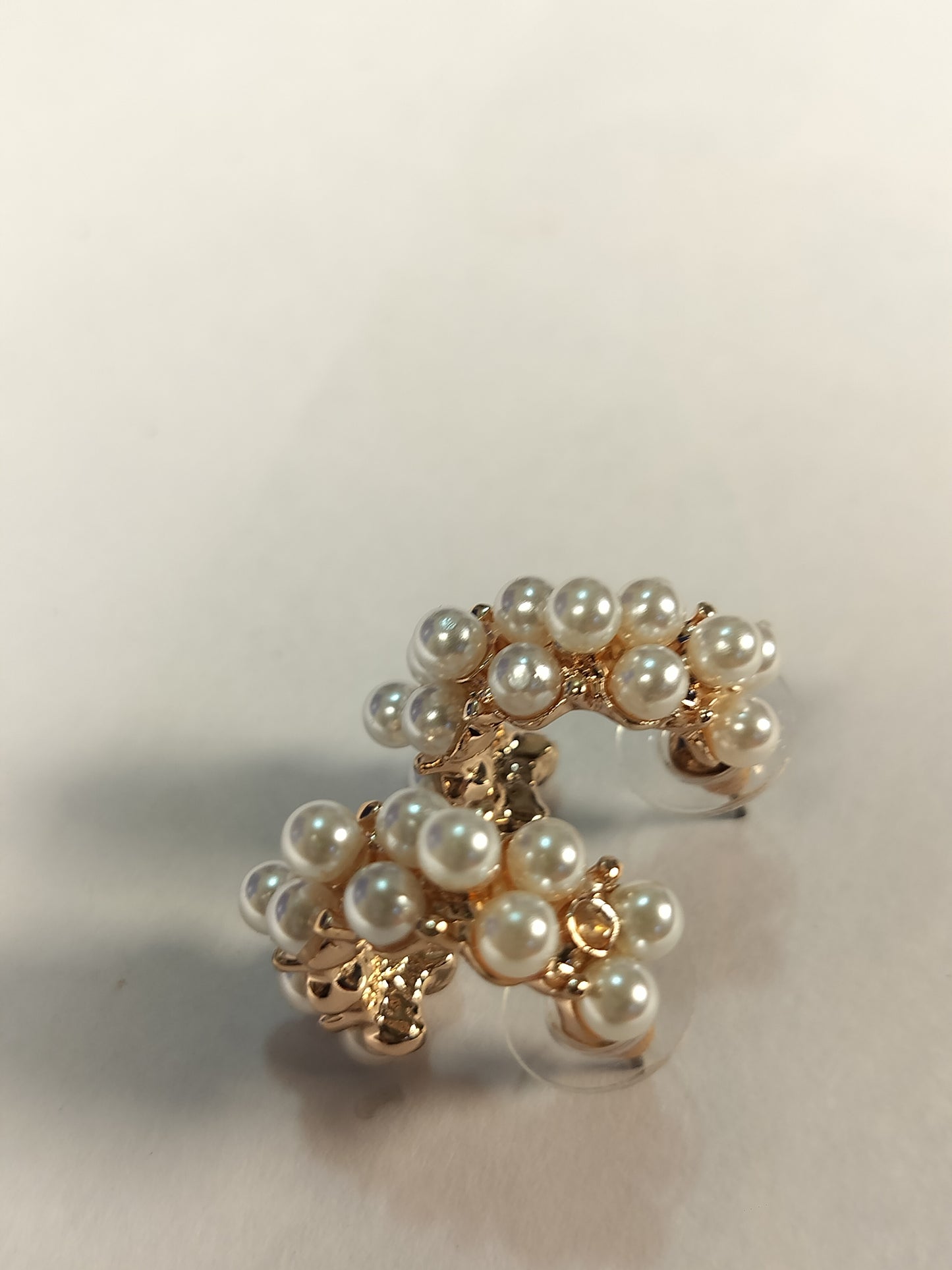 Wincham Fashion House elegant pearl hoop earrings featuring clustered white pearls on gold hoops