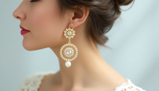 Wincham Fashion House Round Drop AD Earrings with Pearls