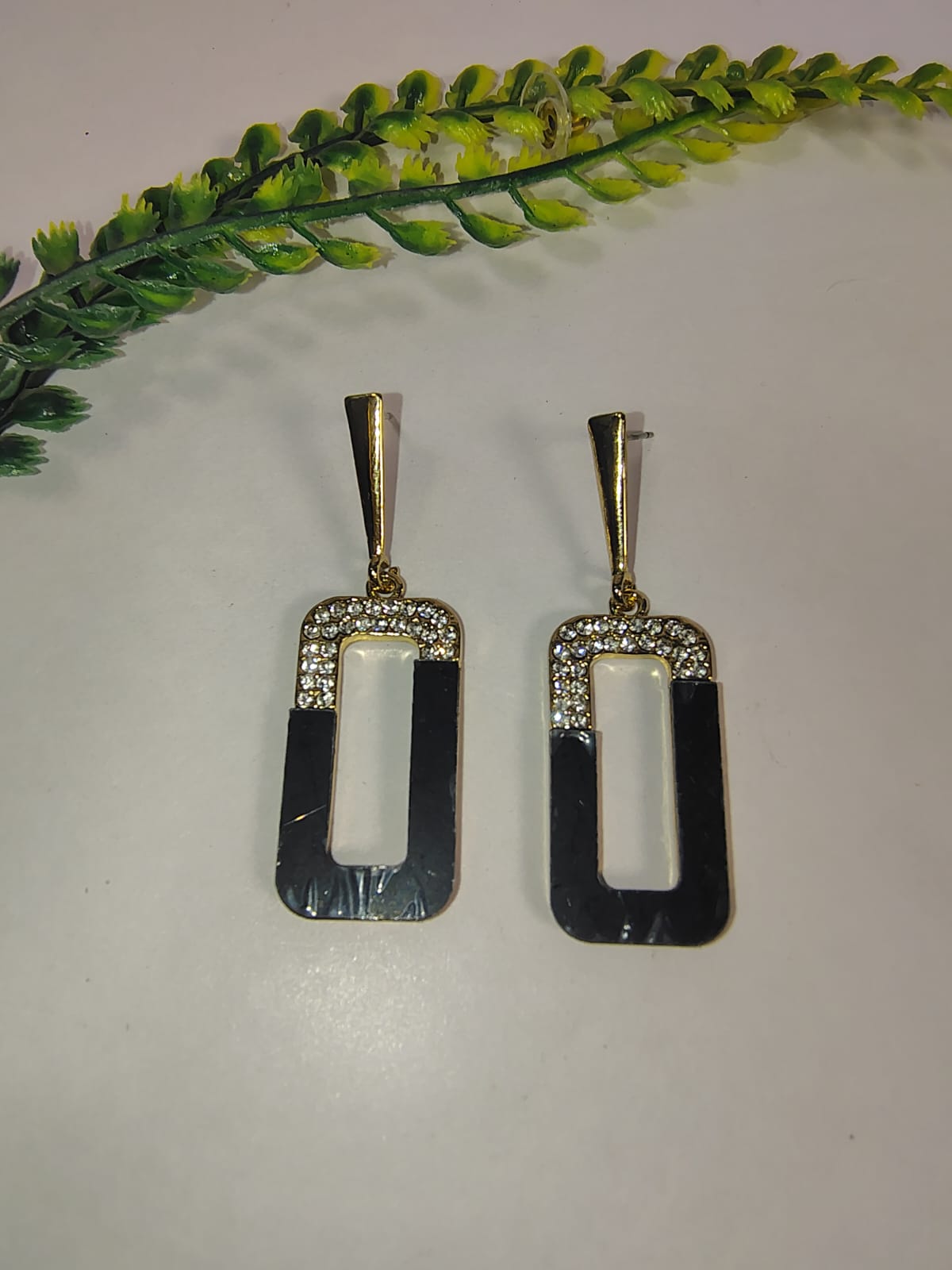 Gold black earrings