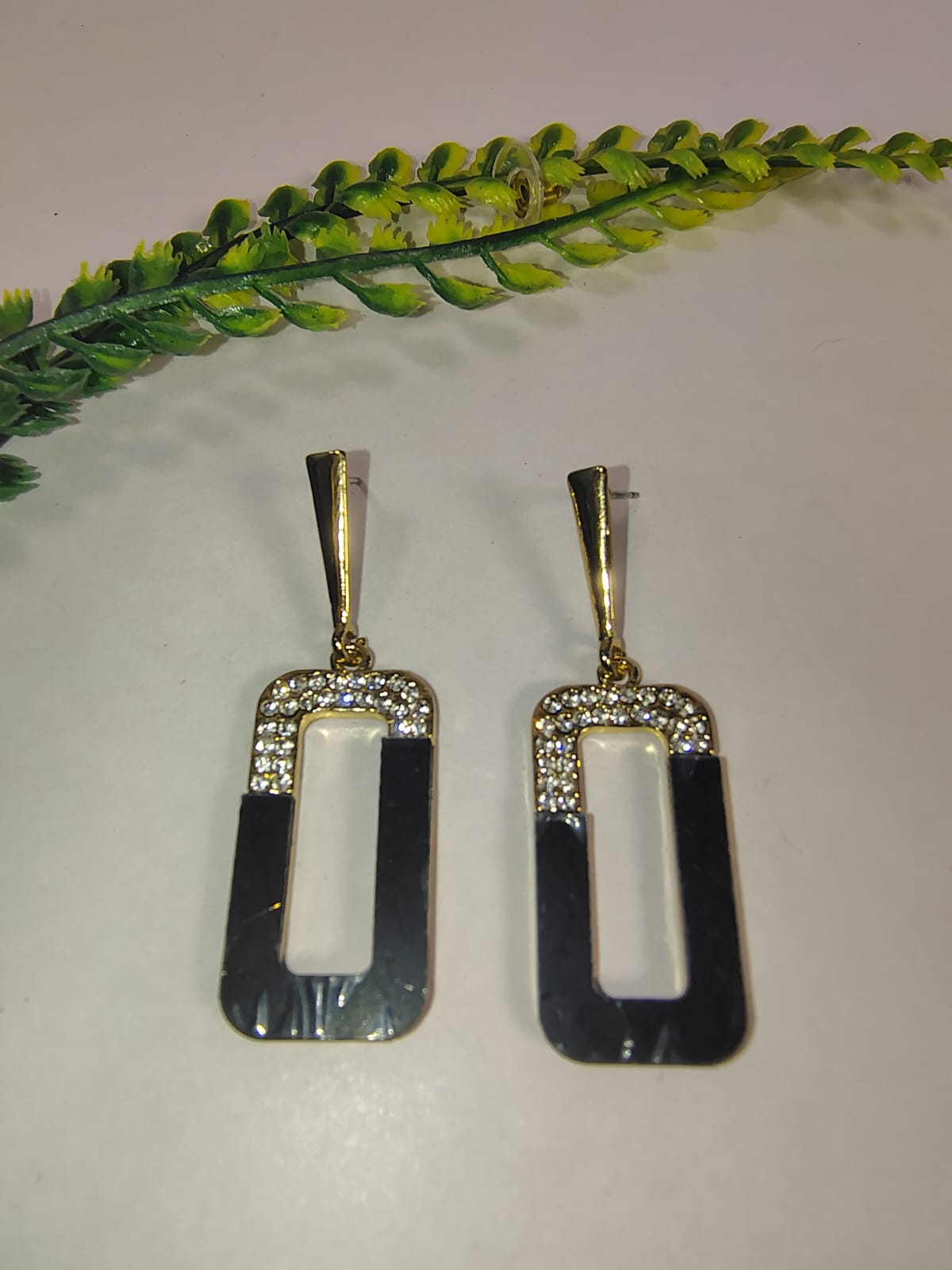 Gold black earrings