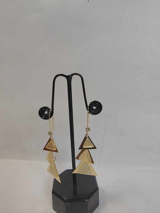 Square dangling gold earrings