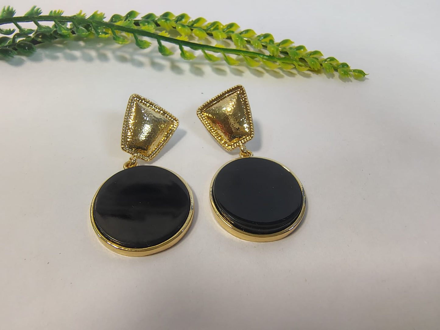 Gold black earrings