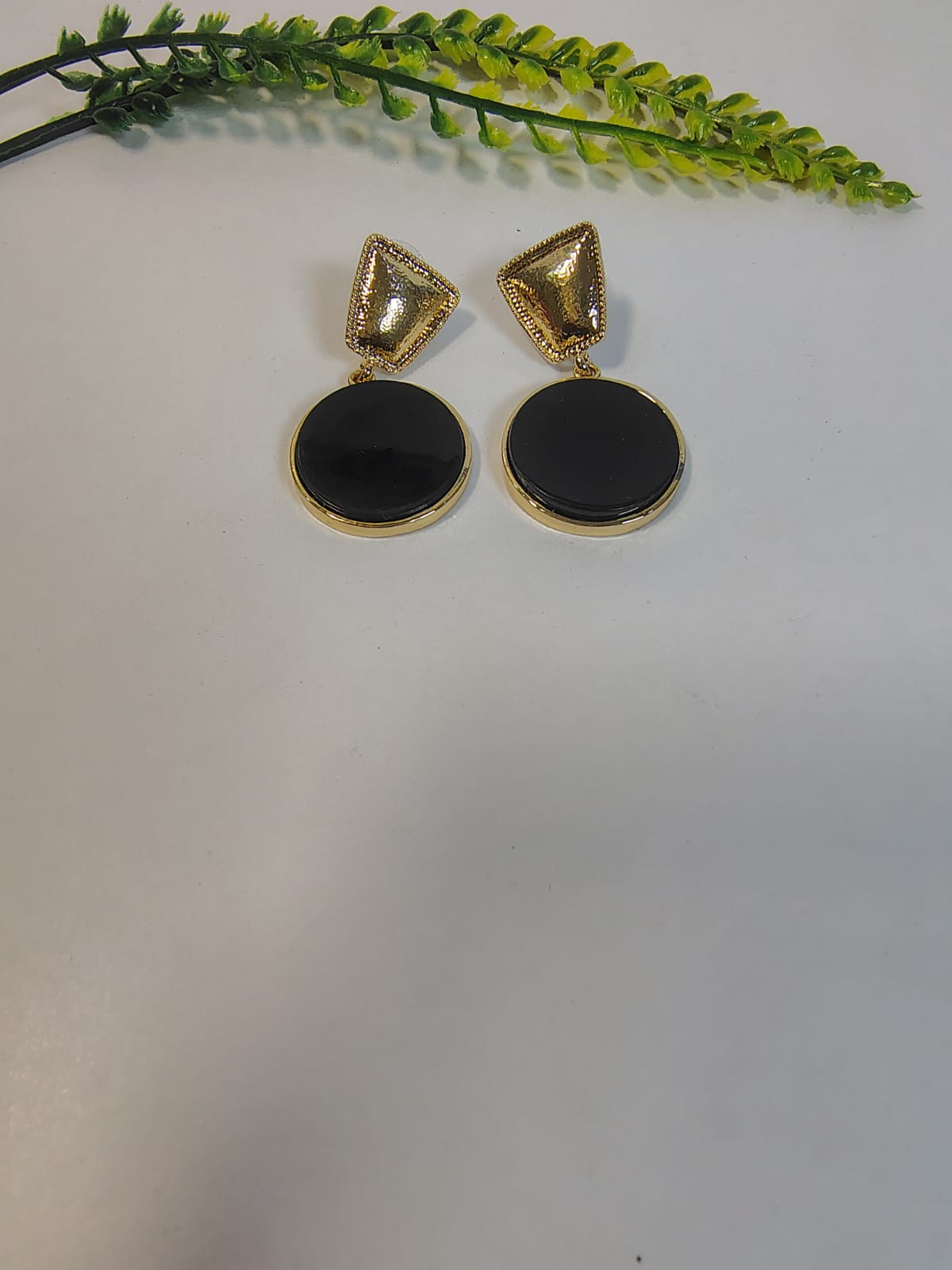 Gold black earrings