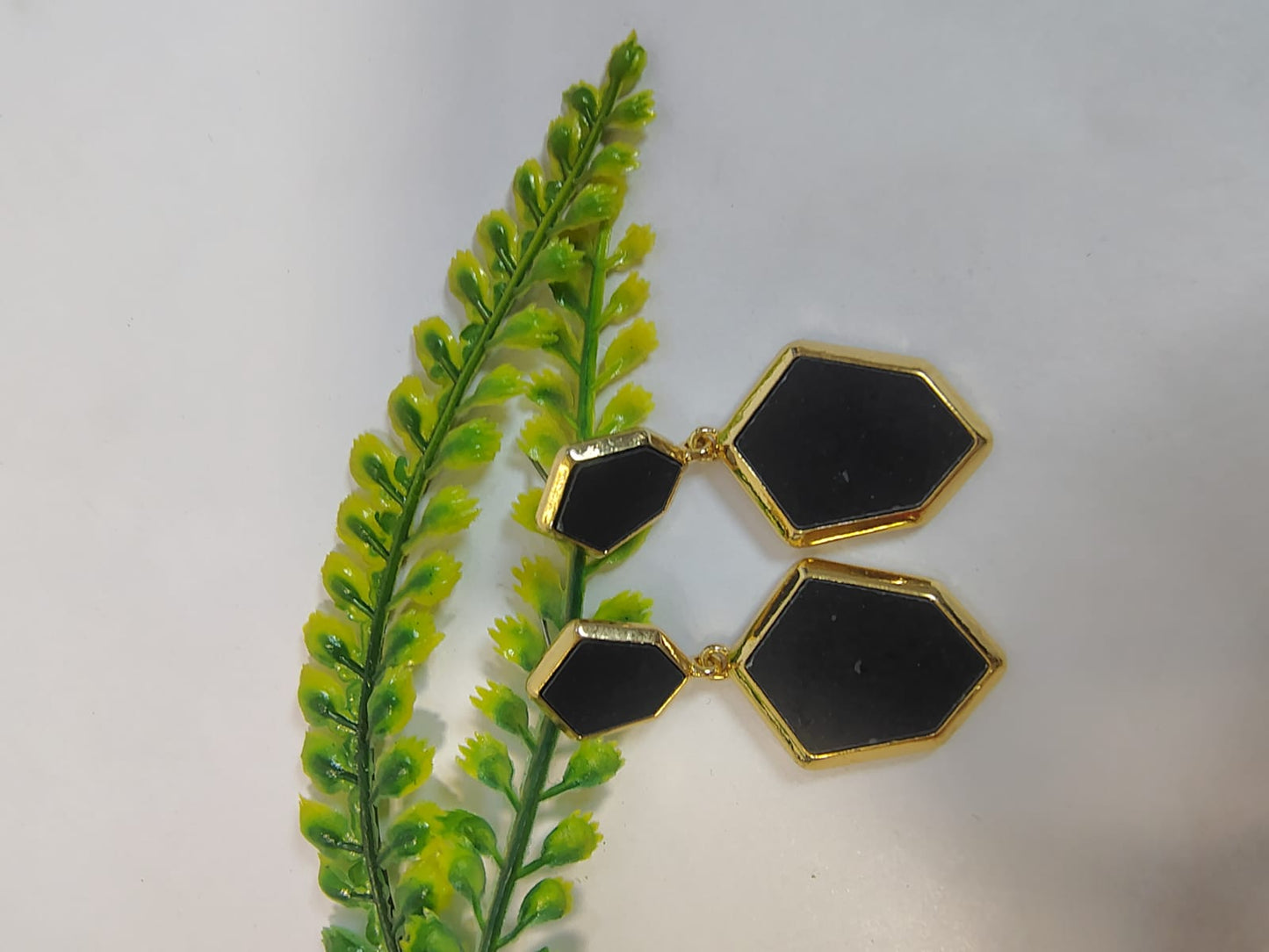 Gold black earrings