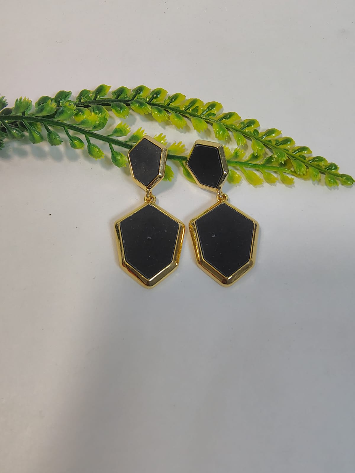Gold black earrings
