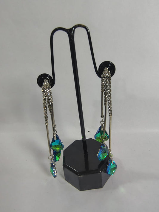 Wincham Fashion House Aurora Borealis Chandelier Drops Earrings with Sparkling Crystal Details