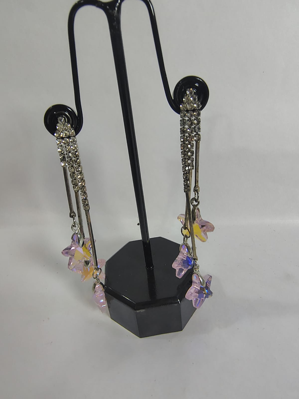 Wincham Fashion House Aurora Borealis Chandelier Drops Earrings with Colorful Butterfly Accents