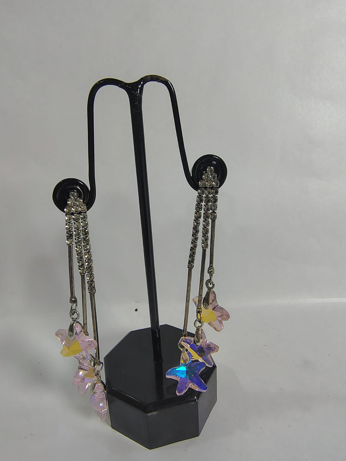 Wincham Fashion House aurora borealis Chandelier drops earrings with colorful star designs