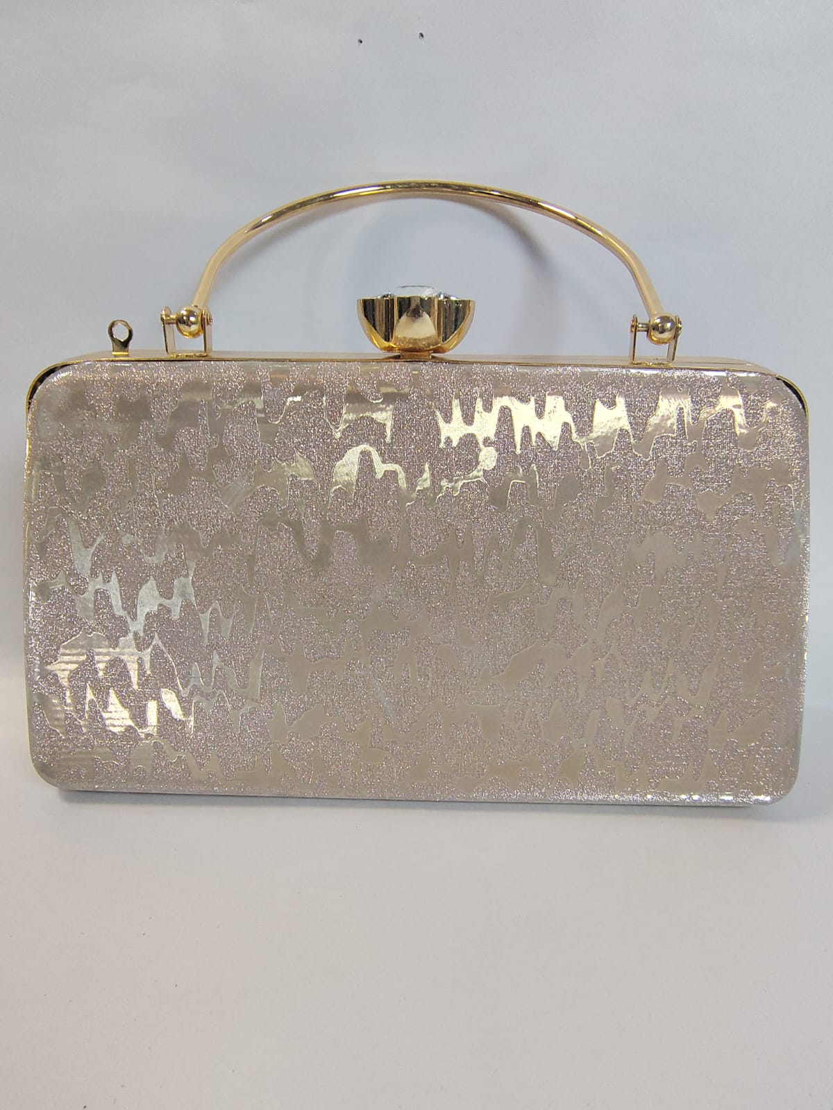 Wincham Fashion House Clutch Gold Bag with Shiny Metallic Finish and Elegant Handle