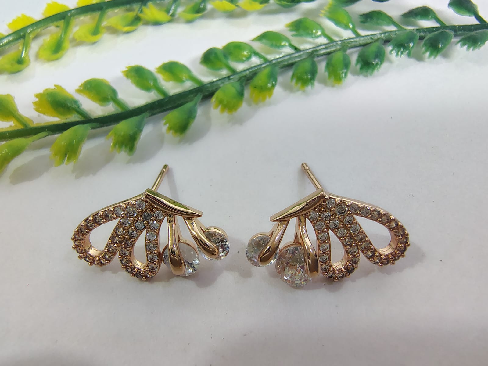 Wincham Fashion House elegant ear stud earrings with sparkling stones and unique design