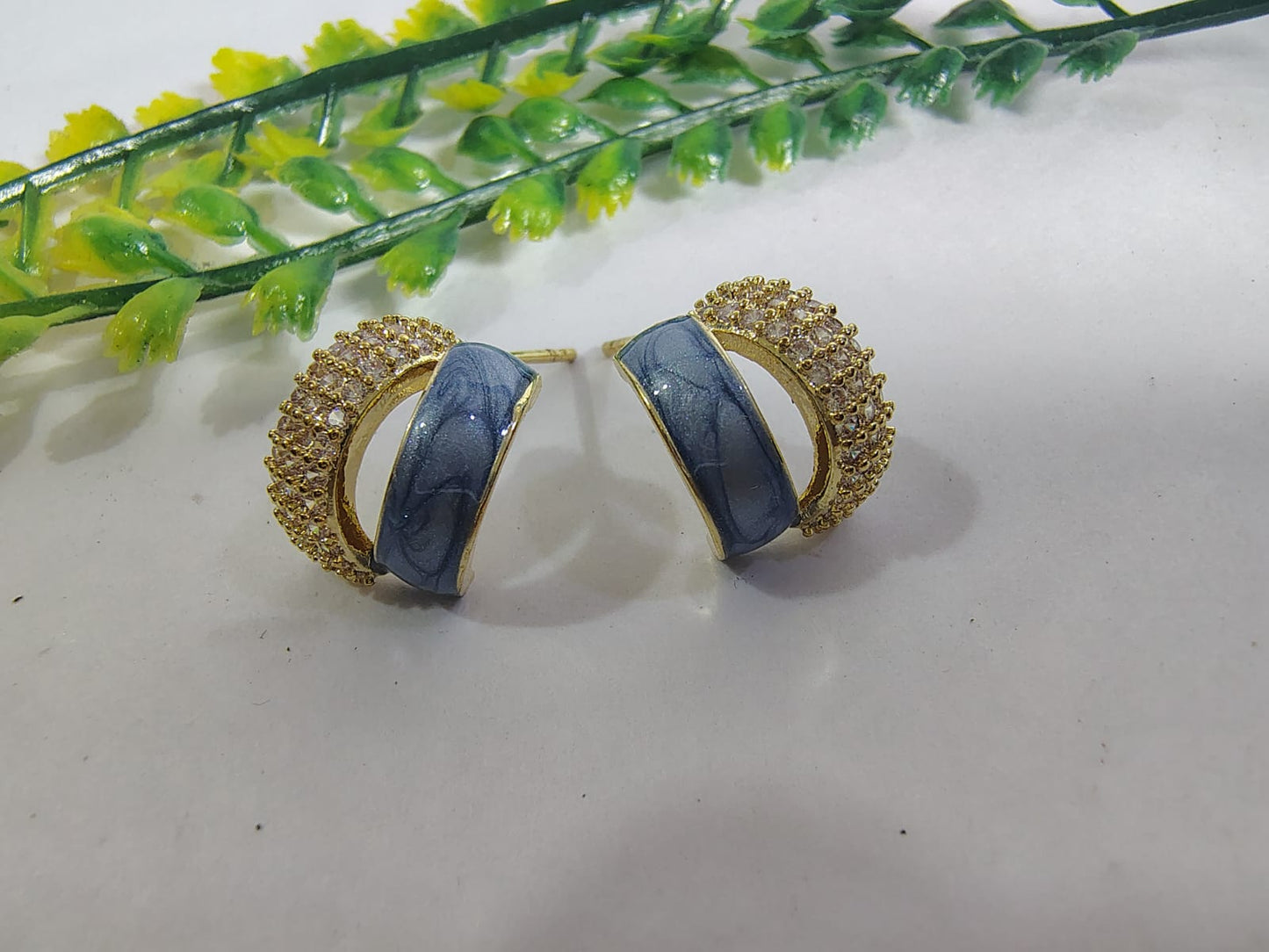 Elegant Hoop AD earrings in gold plated with blue accent details for a stylish look