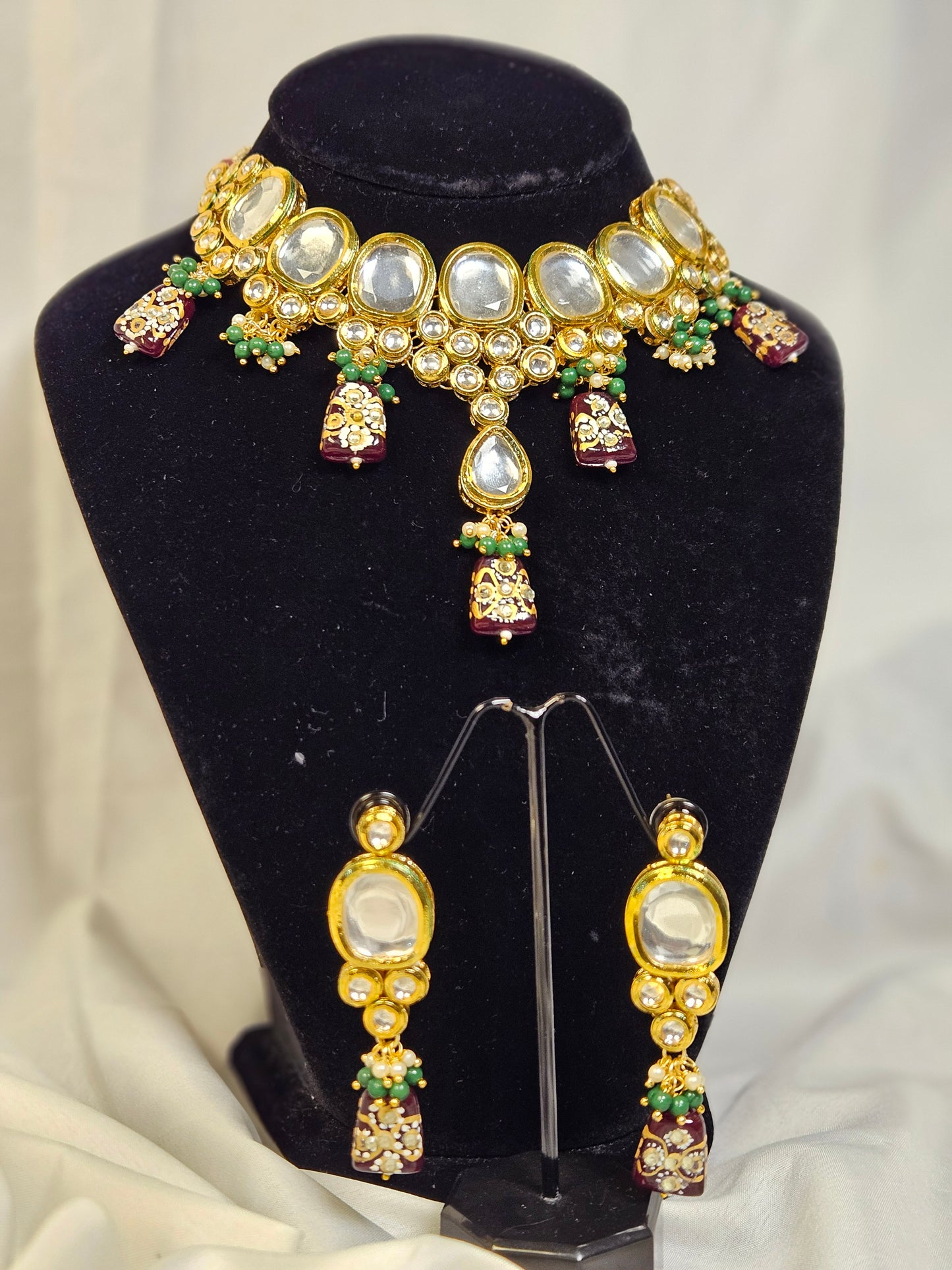 Wincham Fashion House Indian jewelry set featuring a traditional necklace and matching earrings with intricate detailing