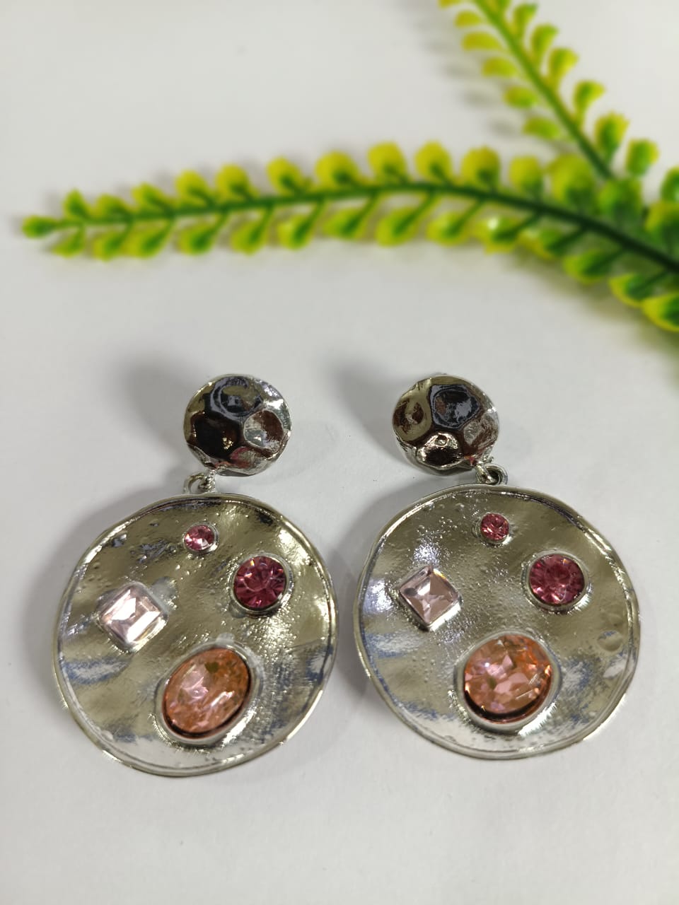 Wincham Fashion House earrings with stone beded drop featuring colorful gems and a unique design