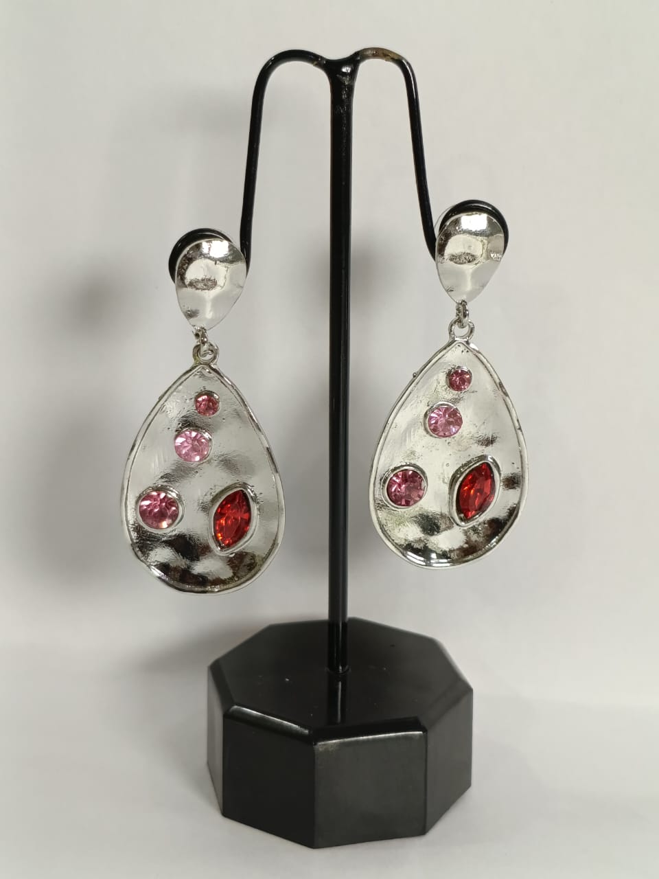 Wincham Fashion House earrings with stone beded drop in silver and colorful stones for elegant style