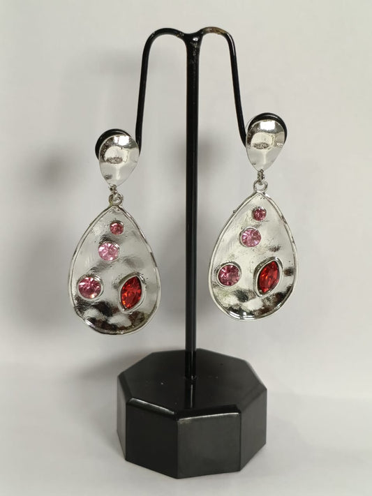 Wincham Fashion House earrings with stone beded drop in silver and colorful stones for elegant style