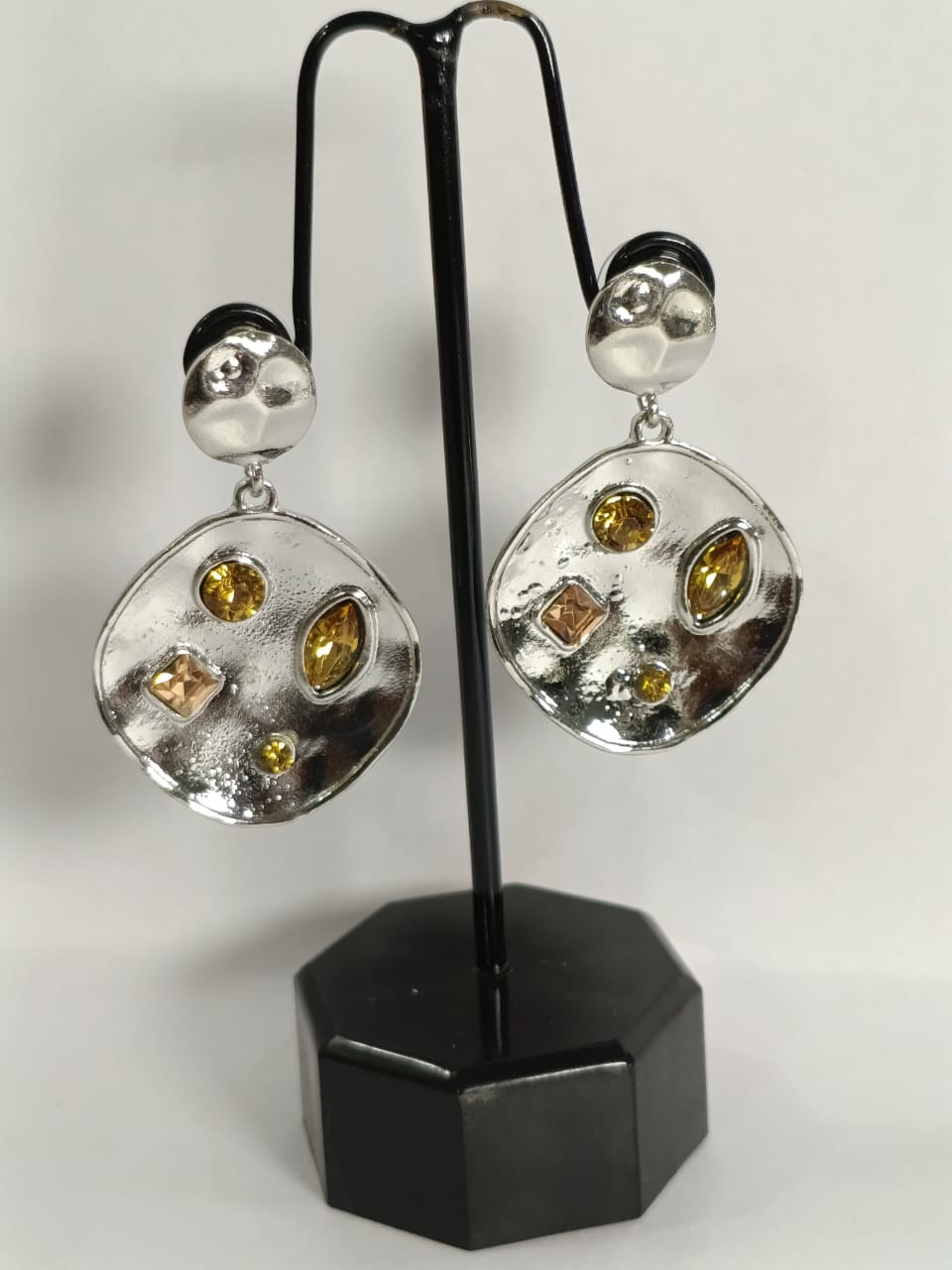 Wincham Fashion House earrings with stone beded drop in silver with colorful stone accents