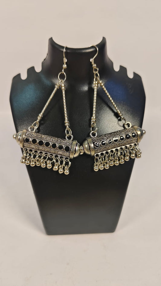 Elegant Wincham oxidised earrings for women with intricate detailing and decorative tassels