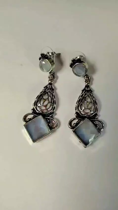 Pearl Drop Jhumki Earrings Alloy Silver