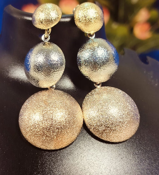 Wincham Fashion House rose gold and silver earrings with textured three-tier circular design