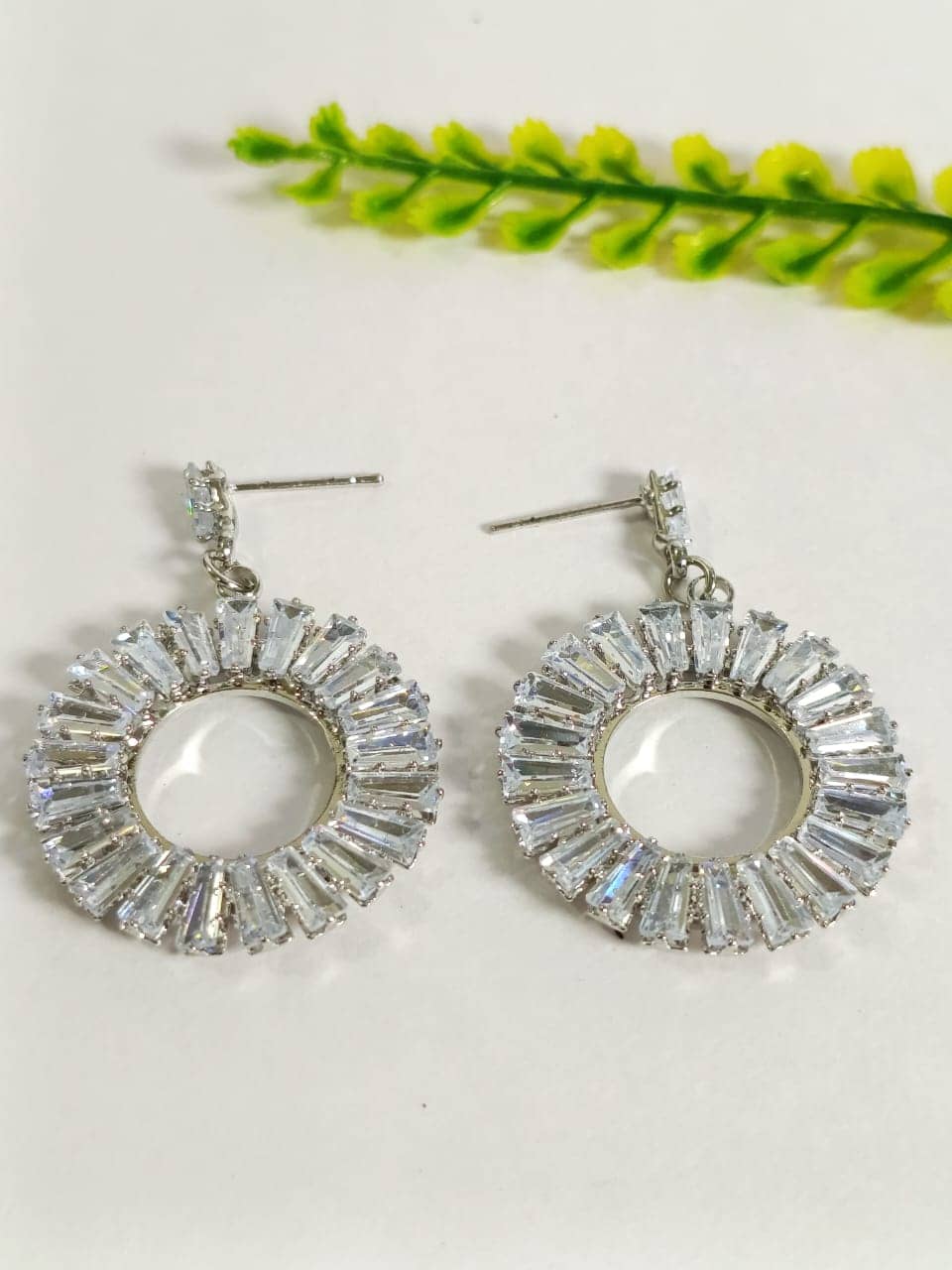 Wincham Fashion House Silver Earring Drop with Crystal Accents and Elegant Design