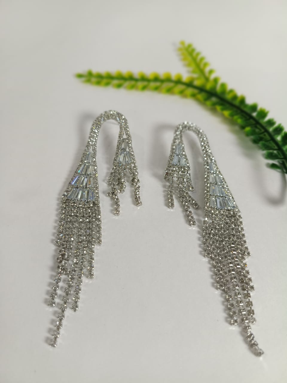 Elegant silver earrings sterling with cascading crystal fringe design for a luxurious look