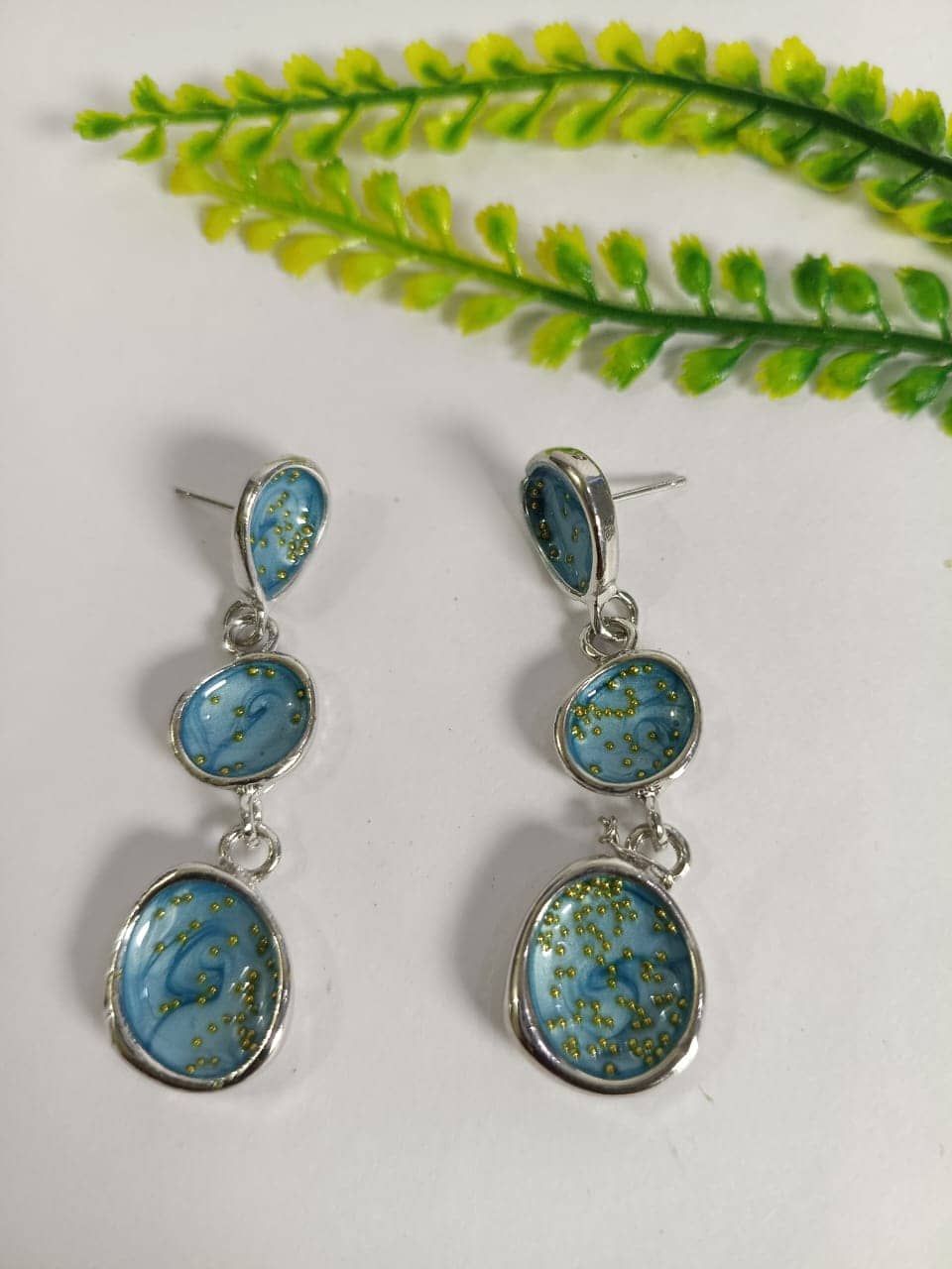 Wincham Fashion House earrings with stone drop in blue and silver design for elegant outfits