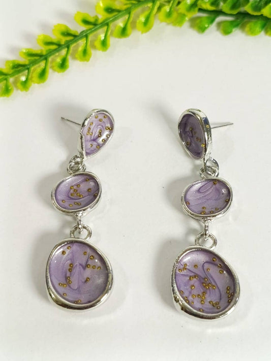 Elegant Wincham Fashion House earrings with stone drop featuring delicate purple stones and silver accents