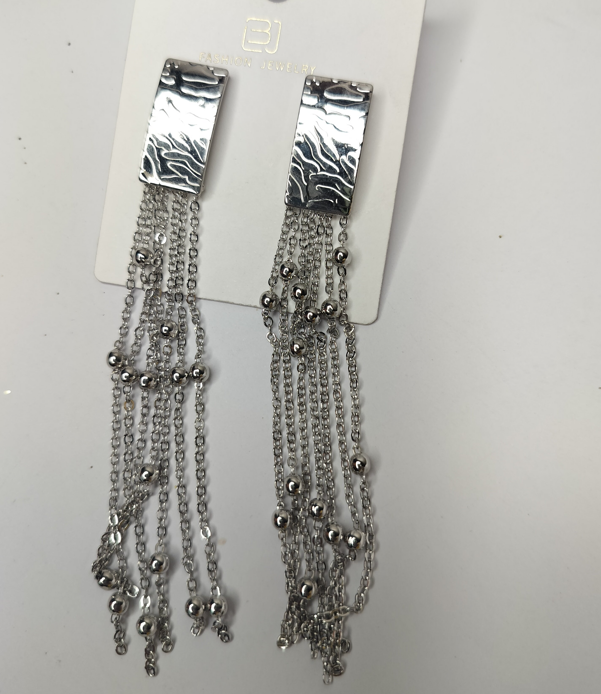 Wincham Fashion House stylish silver earrings for women with dangling chain and bead design
