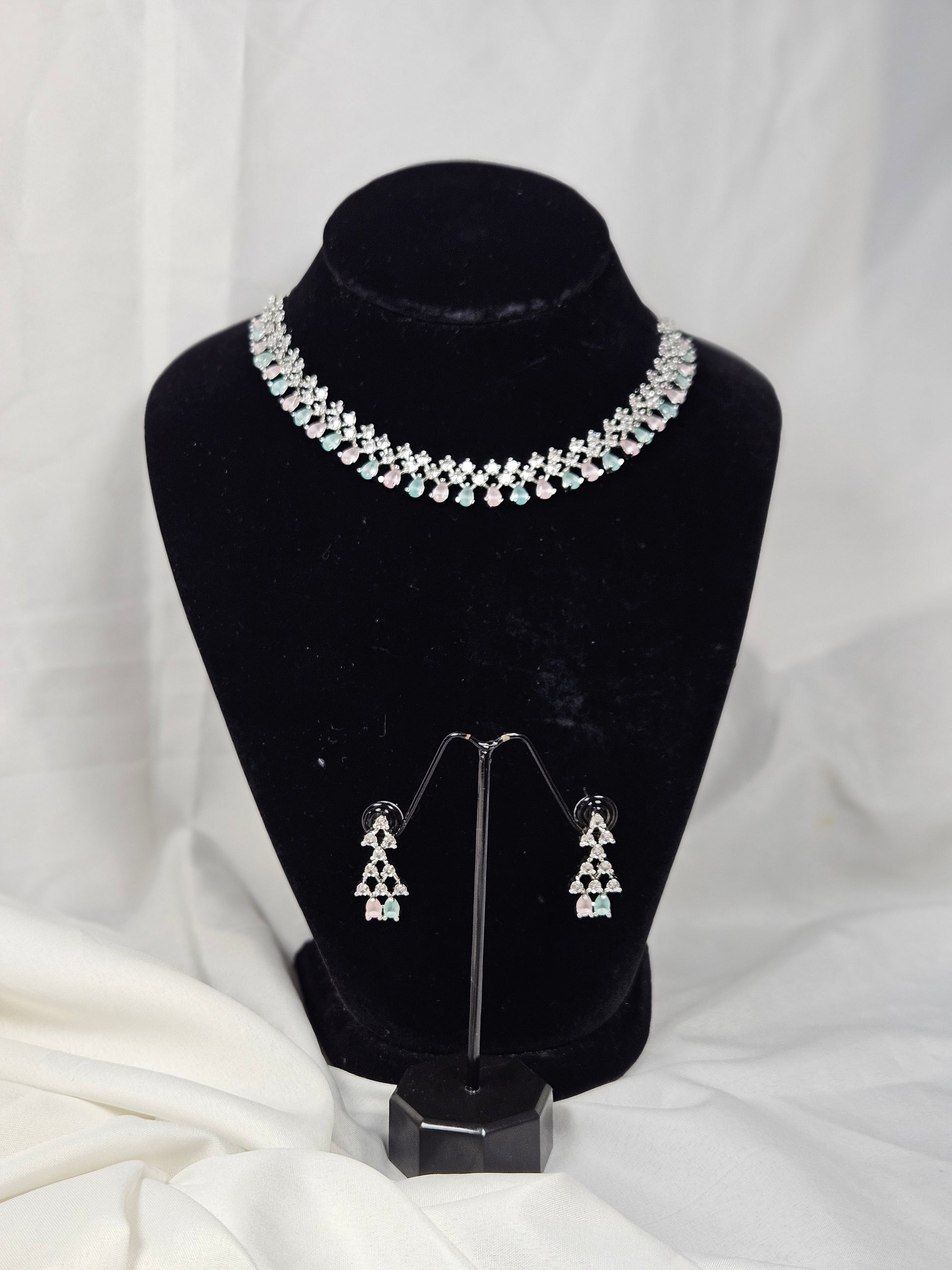 Wincham Fashion House American diamond necklace set with matching earrings 