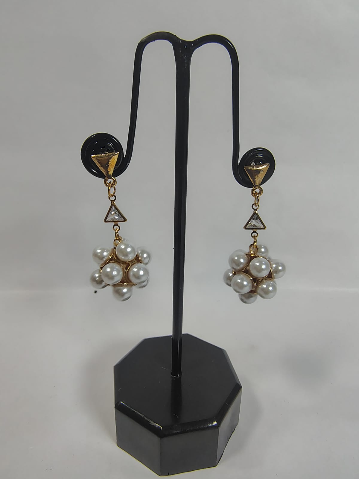 Stylish gold and pearl dangle earrings for women with pearl earrings designed by Wincham Fashion House