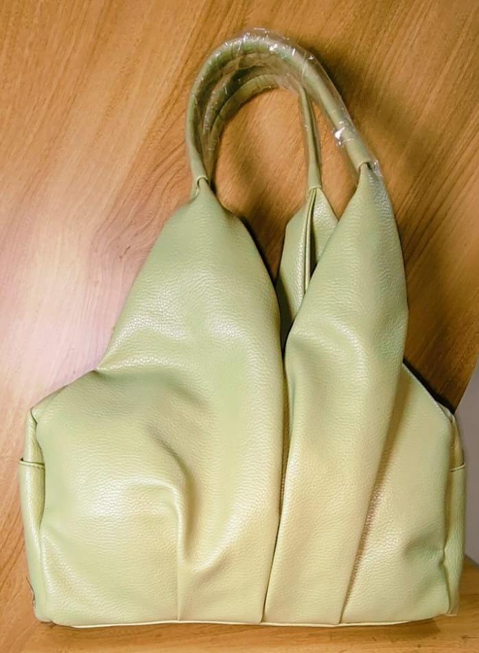 Wincham Fashion House women's tote shoulder bag olive green with soft leather texture and dual handles